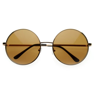 Gafas de sol redondas para mujer con círculo de celebridades 8370 - Oro marrón