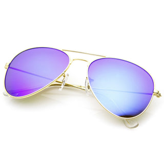 Zerouv + Plus "Cunningham" Gafas de sol de aviador con lentes espejadas premium - Hielo dorado
