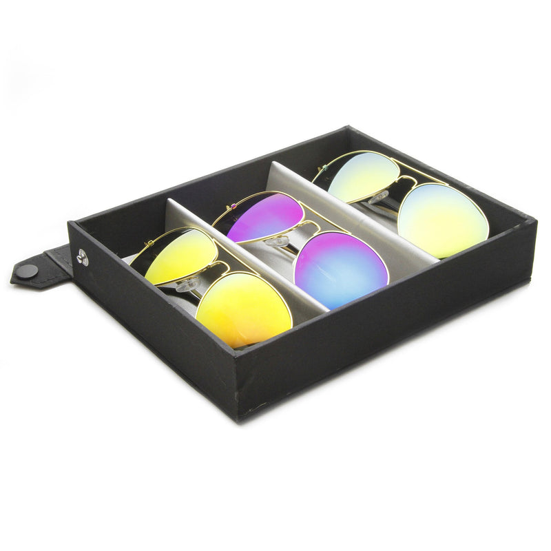 Limited Edition Metal Aviator Sunglasses W/ Mirror Lenses + Travel Case 1486