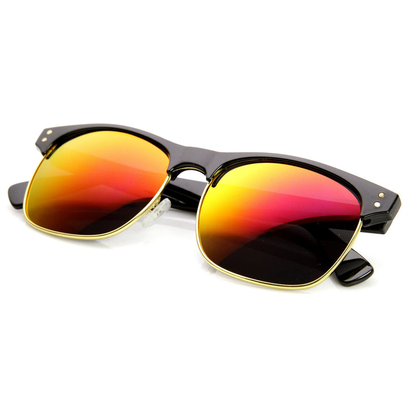 Retro Half Frame Horned Rim Flash Revo Lens Sunglasses 9313