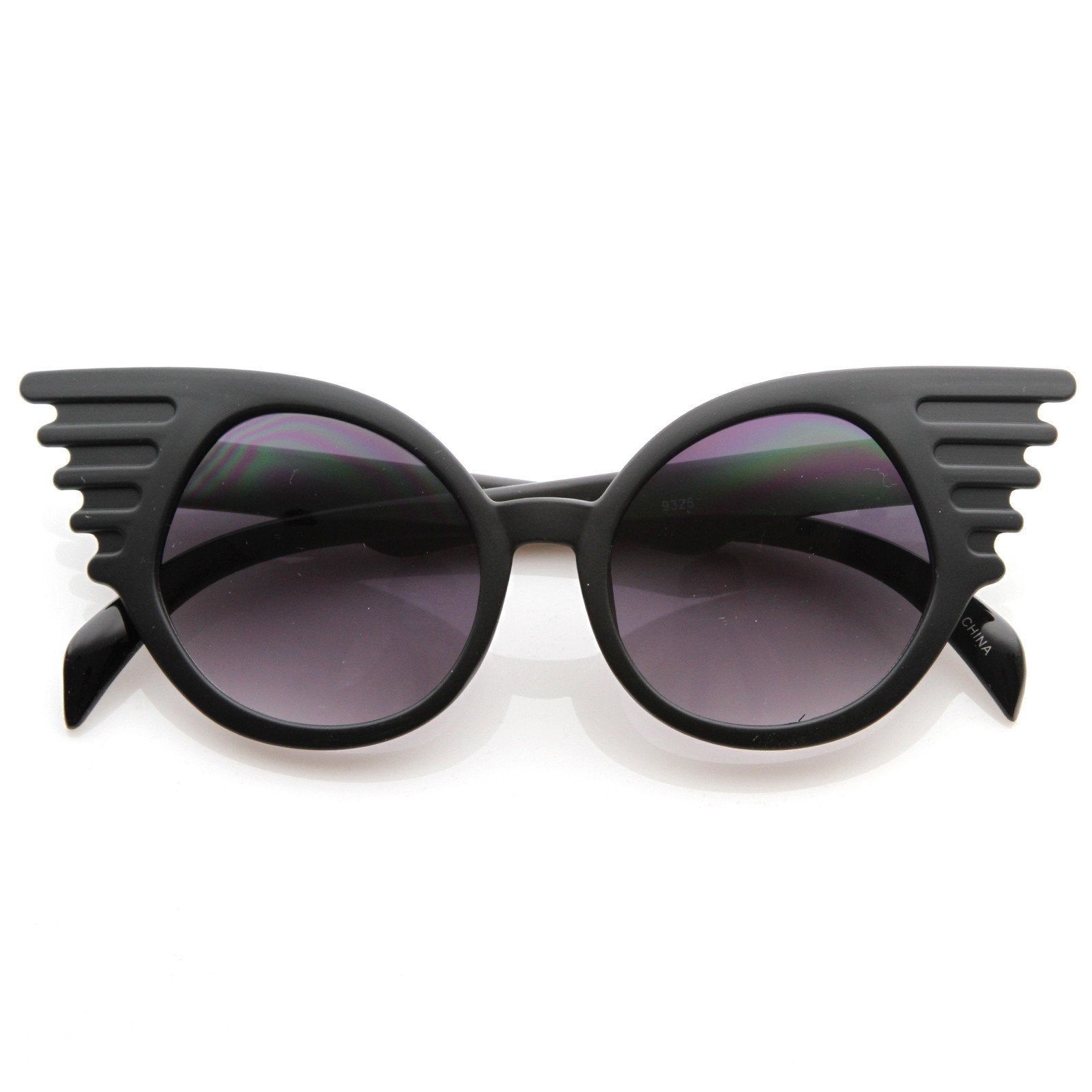 Trendy Unique Fashion Angel Wings Round Sunglasses, Black | zeroUV