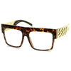 Trendy High Fashion Hipster Flat Top Chain Clear Lens Glasses 9124