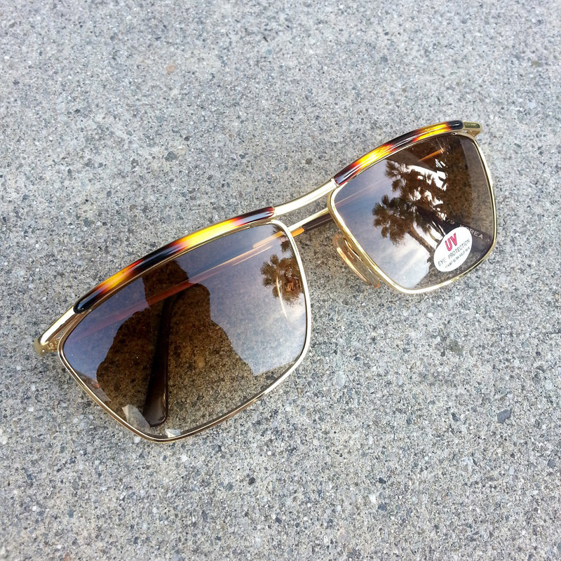 Rare 1970's Vintage Deadstock Metal Aviator Pearson Sunglasses Gold 7115