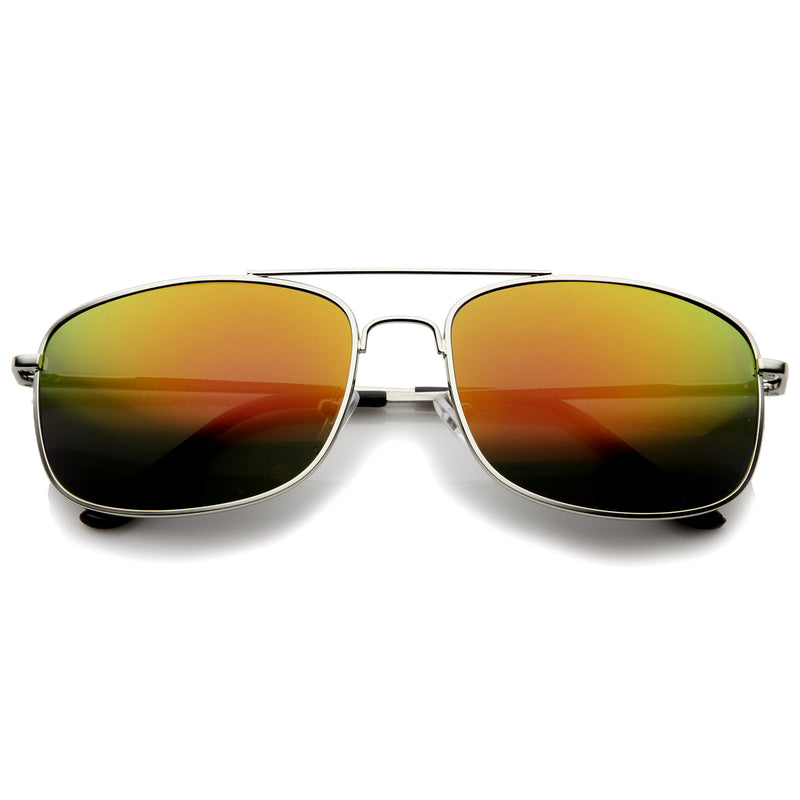 Men's Sports Silver Metal Mirror Lens Aviator Sunglasses A027
