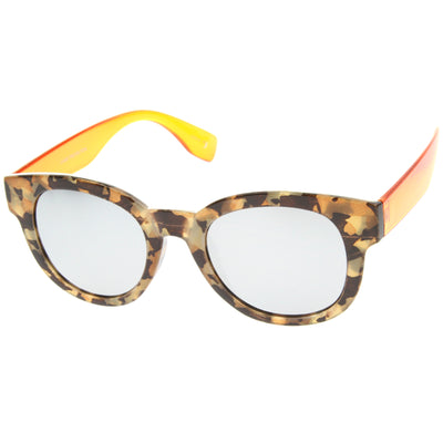 Two Toned Translucent Marble Print Mirrored Lens Sunglasses A094