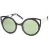 Chic Two-Toned Metal Cutout Round Cat Eye Sunglasses A104