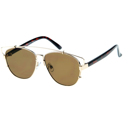 Modern Fashion Panto Flat Front Metal Aviator Sunglasses A121