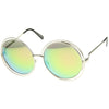 Women's Retro Oversize Color Burned Mirror Lens Sunglasses A172