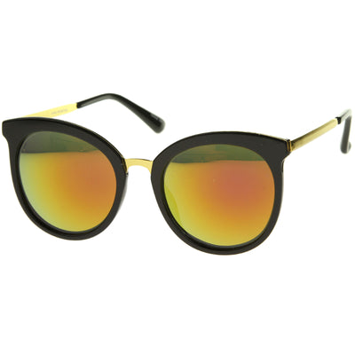 Women's Oversize Cat Eye Mirrored Lens Round Sunglasses A229