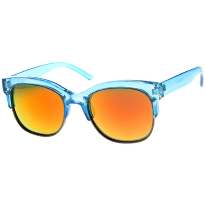 Translucent Colorful Half Frame Mirror Lens Sunglasses A249