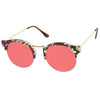 Women's Marble Half Frame Round Mirrored Lens Sunglasses A292