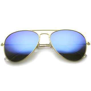 Classic Metal Mirrored Coated lens Aviator Sunglasses C774 - Gold / Blue Mirror