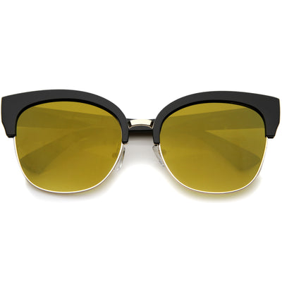 Modern Mirrored Flat Lens Cat Eye Half Frame Sunglasses A325
