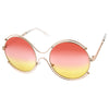 Women's Dual Wire Frame Round Gradient Len Sunglasses A326