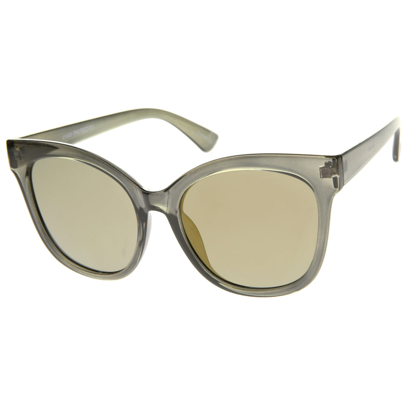 Oversize Women's Mirrored Flat Lens Cat Eye Sunglasses A337