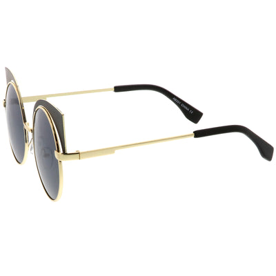 Women's Laser Cut Round Cat Eye Sunglasses A378