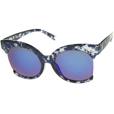 Women's Oversize Side Cut Mirrored Cat Eye Sunglasses A382