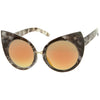 Women's Round Cat Eye Marble Mirrored Lens Sunglasses A383