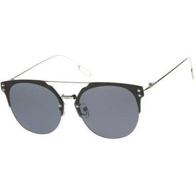 Modern Ultra Slim Rimless Pantos Flat Lens Sunglasses A393