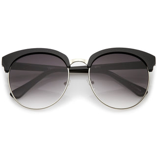 Gafas de sol elegantes de gran tamaño con lentes planas y media montura Browline A531 - Negro Plata / Lavanda
