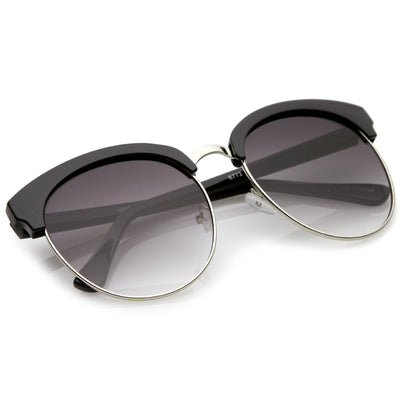 Chic Oversize Flat Lens Browline Half Frame Sunglasses A531