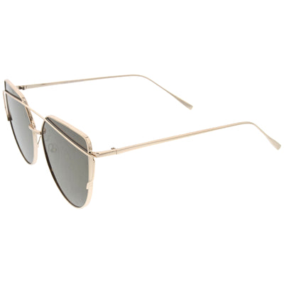 Oversize Thin Cross Brow Mirrored Flat Lens Sunglasses A545