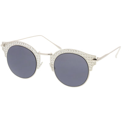 Women's Indie Laser Cut Horned Rim Metal Sunglasses A632