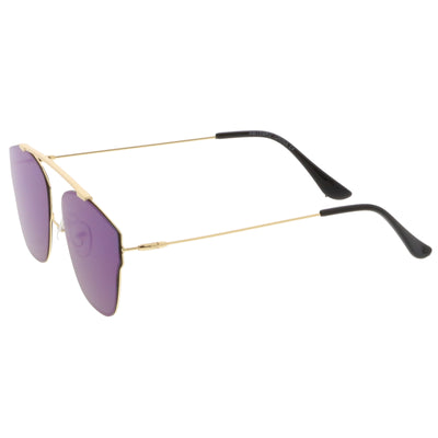 Ulture Slim Modern metal Crossbar Mirror Flat Lens Sunglasses A652