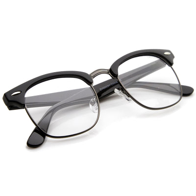 Vintage Inspired Classic Horned Rim Half Frame Clear Lens Glasses 2933