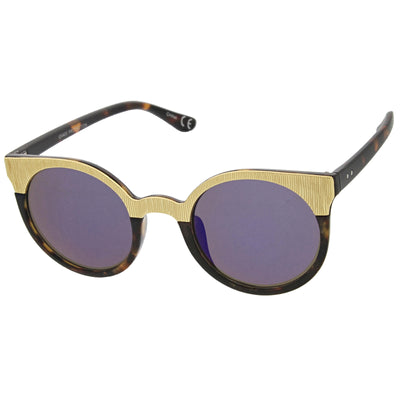 Women's Round Metallic Trim Cat Eye Sunglasses A749