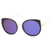 Women's Slim Round Flat Mirror Lens Cat Eye Sunglasses A815