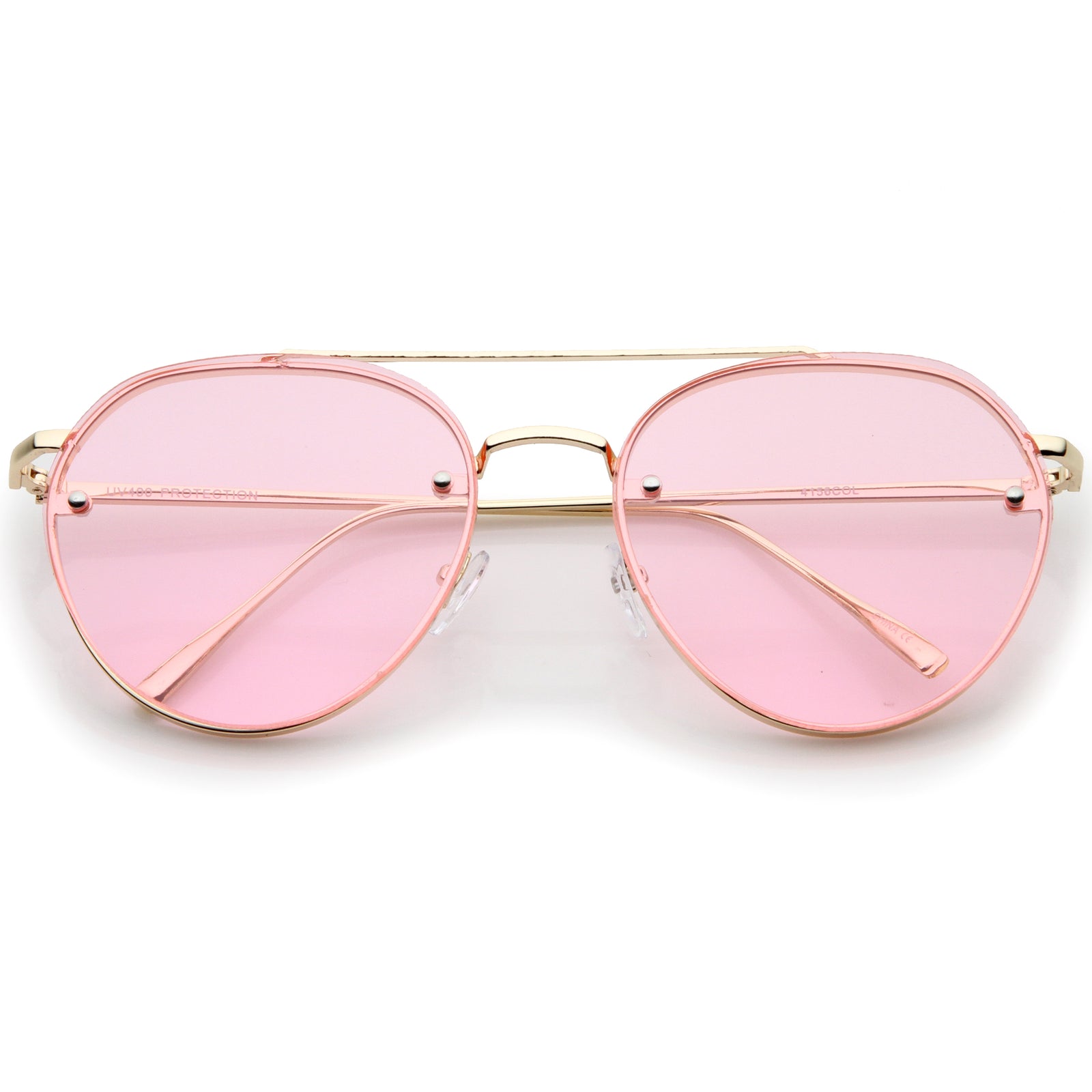 Retro Modern Rimless Flat Color Lens Aviator Sunglasses A826