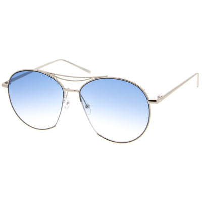 Oversize Thin Metal Flat Gradient Flat Lens Sunglasses A845