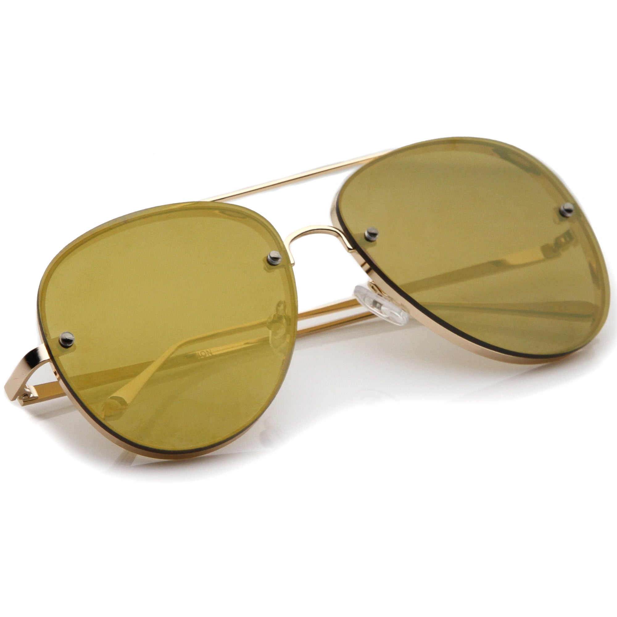 Modern Rimless Mirrored Flat Lens Aviator Sunglasses 60mm - zeroUV