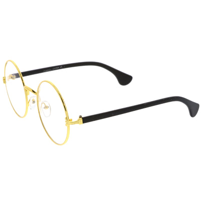 Classic Slim Metal Frame Clear Lens Round Eyeglasses A865
