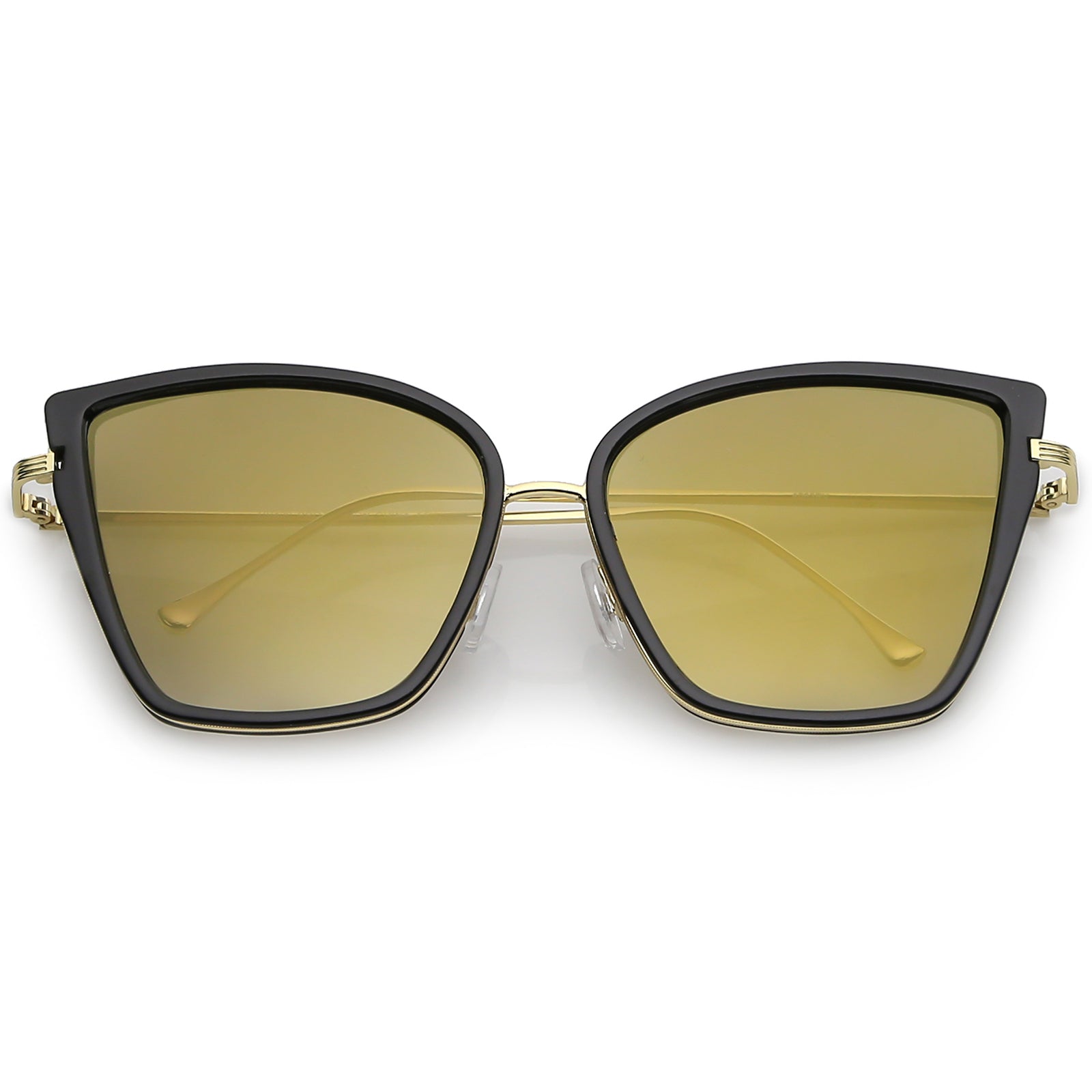 Women's Oversize Cat Eye Sunglasses With Slim Arms Colored Mirror Lens A919