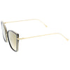 Women's Oversize Cat Eye Sunglasses With Slim Arms Colored Mirror Lens A919