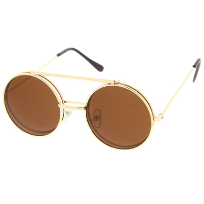 Steampunk Vintage Retro Round Circle Flip Up Sunglasses 8795