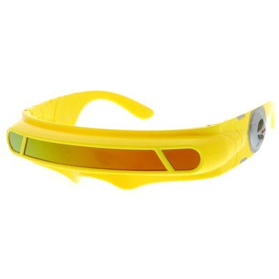 Futuristic Mono Cyclops Mirrored Lens Wrap Shield Sunglasses C024
