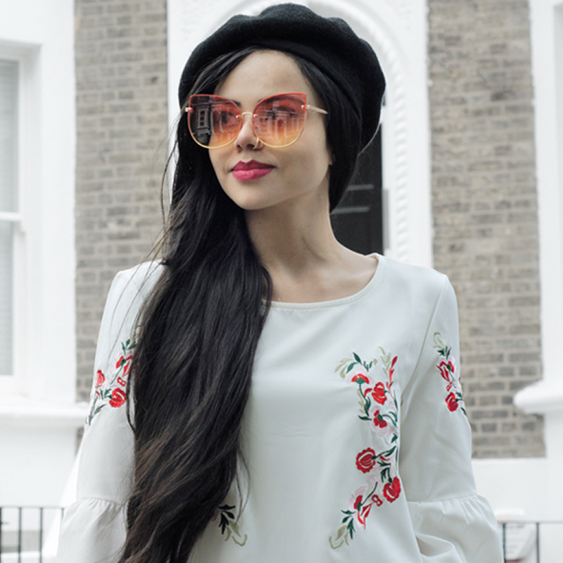 Women s Gradient Floating Flat Lent Cat Eye Sunglasses zeroUV