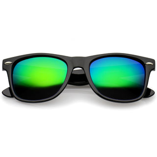 Estilo de vida retro Gafas de sol polarizadas con lentes espejadas y montura de cuerno cuadrado C101 - Negro / Verde Espejo Polarizado