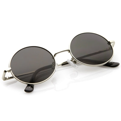 Classic Retro 90's Round Oval Flat Lens Metal Sunglasses C138