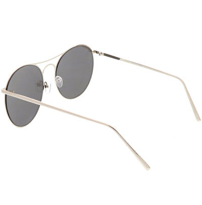 Retro Modern Oversize Round Mirrored Flat Lens Aviator Sunglasses C208