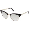 Women's Retro Half Frame Horned Rim Mirrored Lens Sunglasses C224