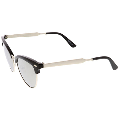 Women's Retro Half Frame Horned Rim Mirrored Lens Sunglasses C224