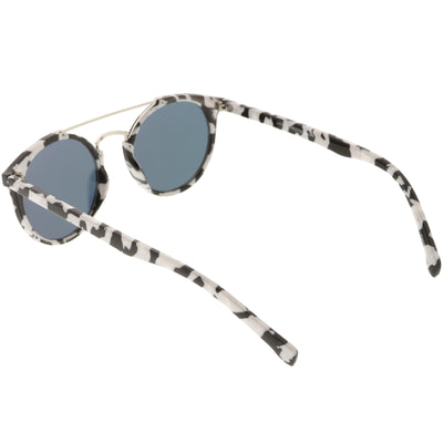 Modern Indie Marble Print Round Mirrored Flat Lens Sunglasses C232