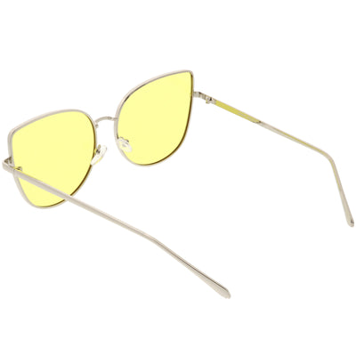 Women's Color Flat Lens Metal Cat Eye Sunglasses C242