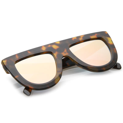Oversize Retro Modern Flat Top Mirrored Lens Sunglasses C275