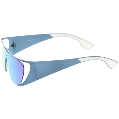 Futuristic Space Cadet Metal Cutout Shield Sunglasses C297