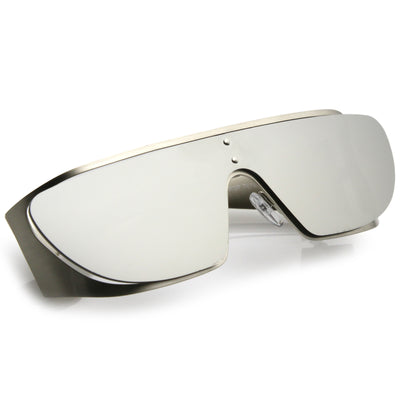 Futuristic Space Cadet Metal Cutout Shield Sunglasses C297
